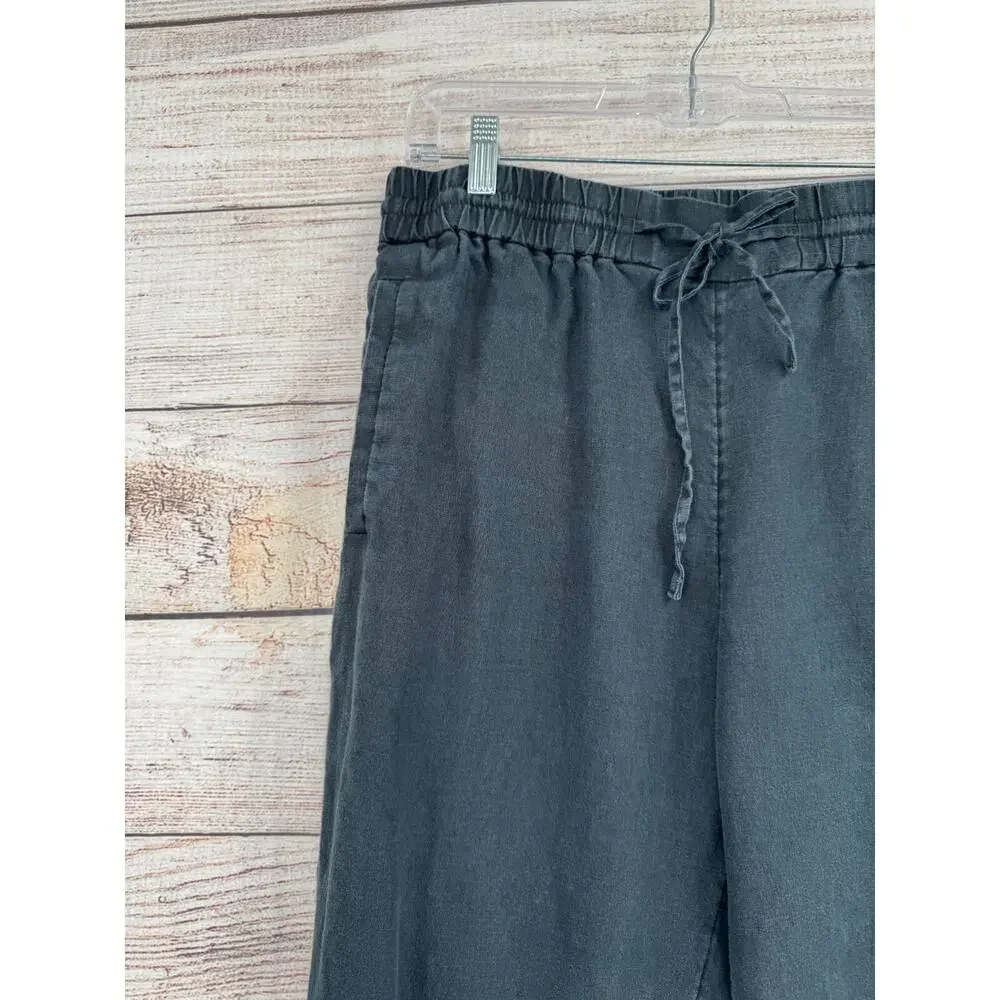 COS Linen Drawstring Casual Pants Women's Size 8 Black/Gray/Charcoal‎